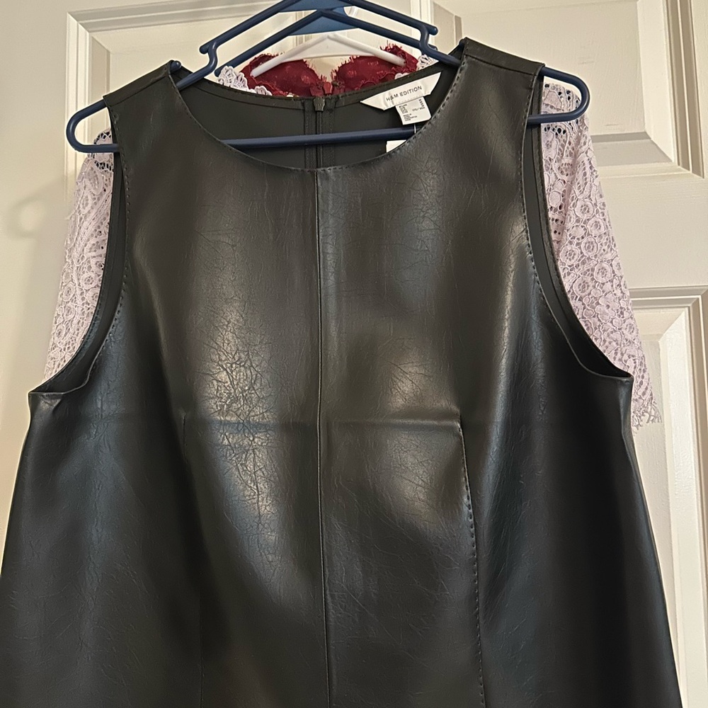 Women's Black Faux Leather Sleeveless Top
